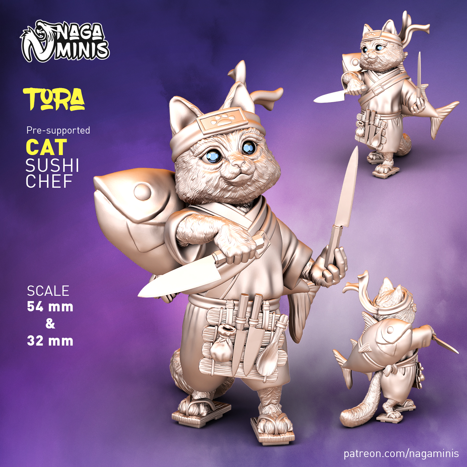 (Pre-supported) Cat Folk Sushi Chef
